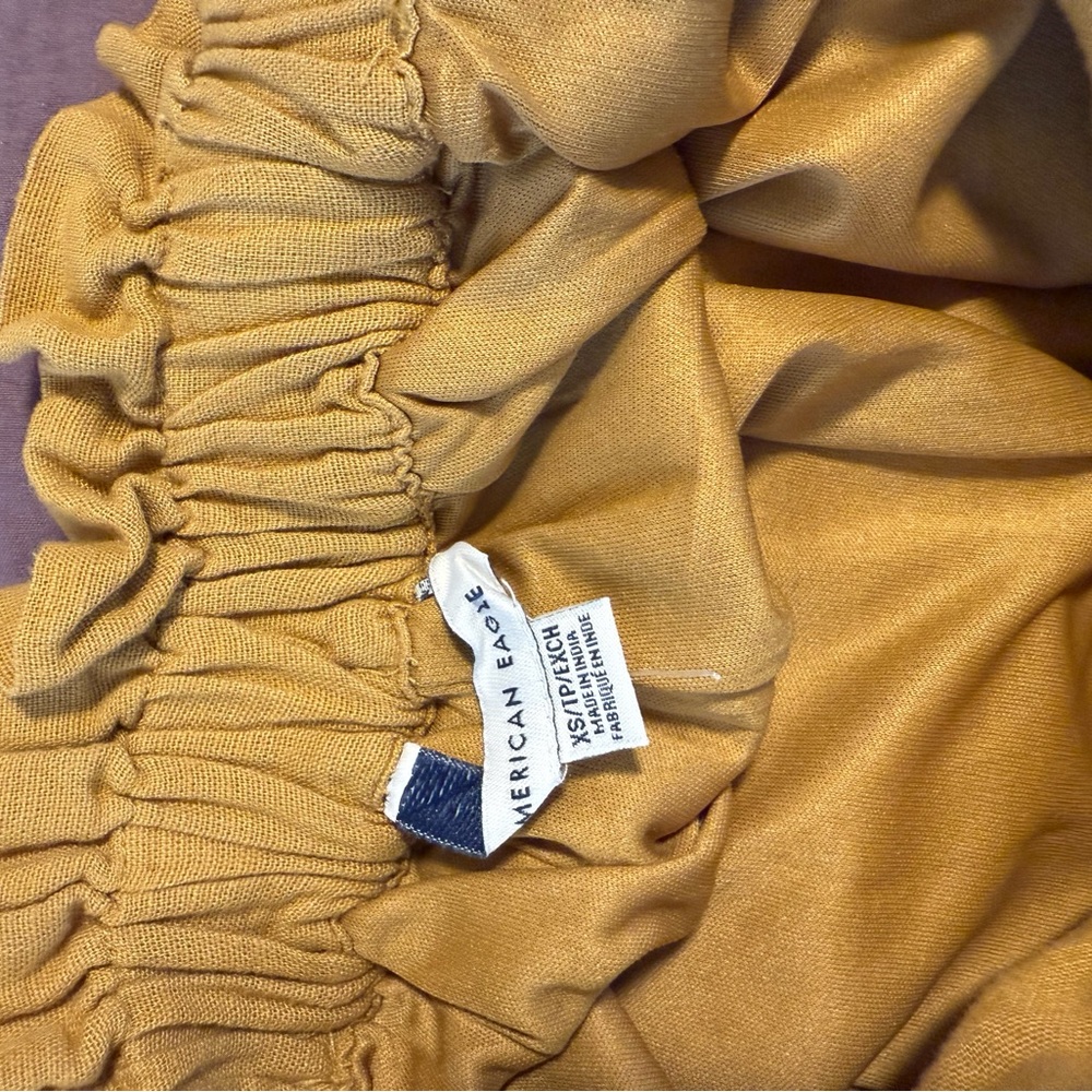 AE Mustard Yellow High-Waisted Tie Front Slim Pant - Picture 6 of 6